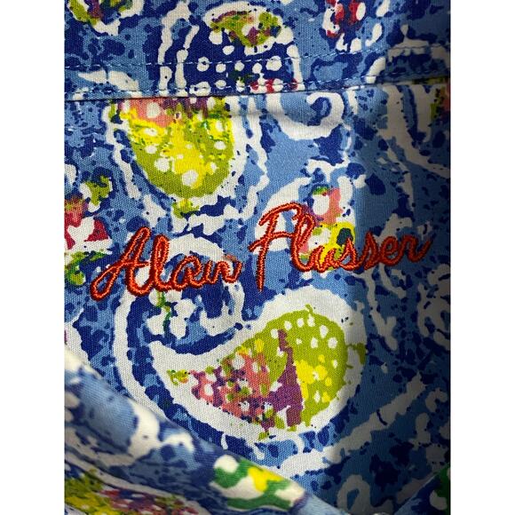 Alan Flusser Button Down Shirt Men’s Size Medium Floral Paisley Casual L/S - Picture 6 of 8